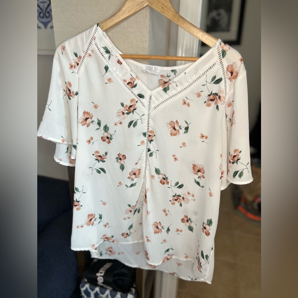 Sienna Sky Women White 3/4 Sleeve Blouse L